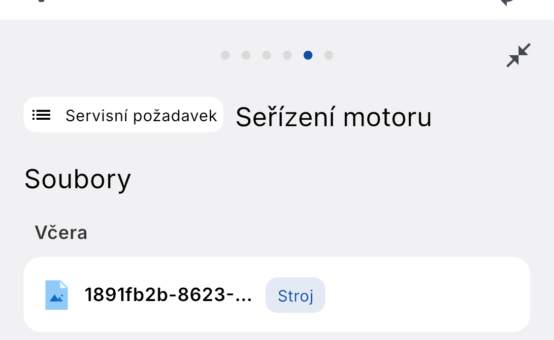 Soubory a fotodokumentace k servisnímu požadavku v mobilní aplikaci ADAPTY
