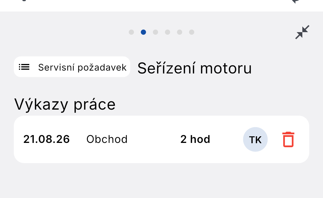 Výkazy práce na servisním požadavku v mobilní aplikaci ADAPTY
